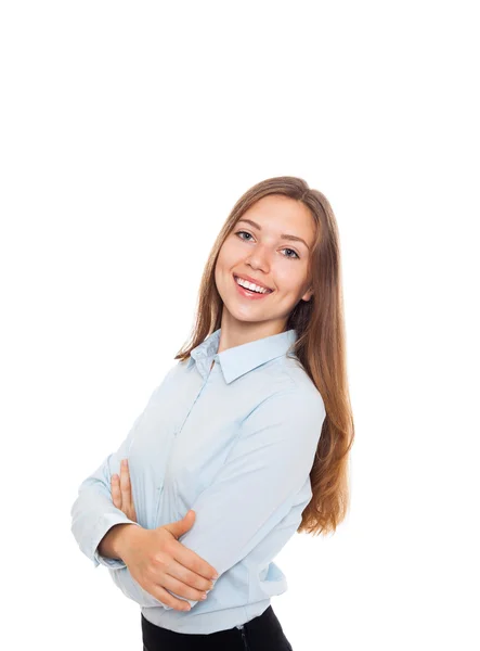 Молодая деловая женщина улыбается — стоковое фото