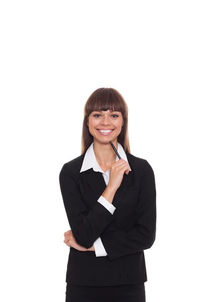 Sorridente mulher de negócios de pé — Fotografia de Stock