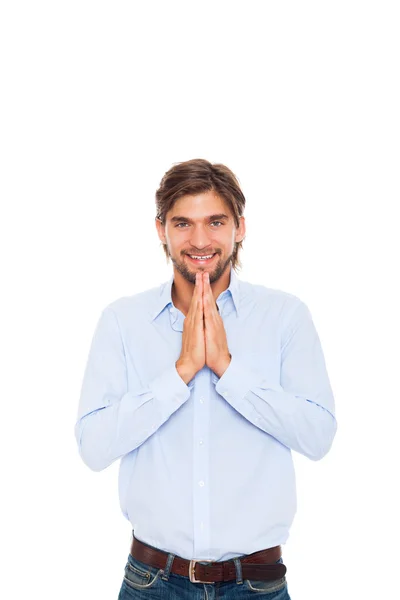 Handsome young business man happy smile — Stock Photo, Image