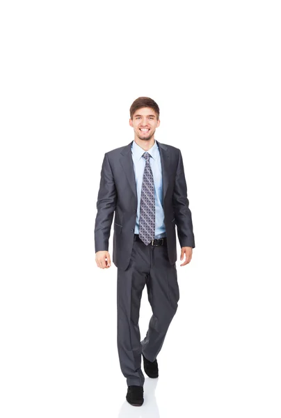 Pohledný mladý obchodní muž šťastný úsměv — Stock fotografie