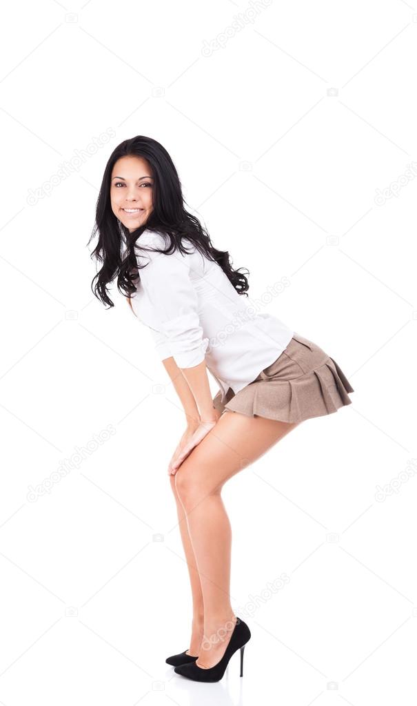 Sexy school student girl in short skirt