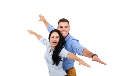 mutlu çift elle uzanmış