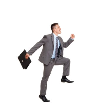 yakışıklı işadamı evrak çantası ile çalıştırın