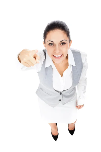 Business woman pekande finger på dig — Stockfoto