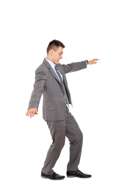 Uomo d'affari che cammina su una corda, concetto di business — Foto Stock