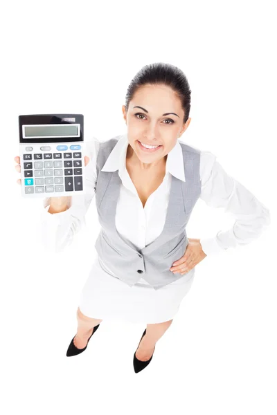 Empresaria usando una calculadora — Foto de Stock