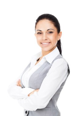 Elleri bağlı bir iş kadını.