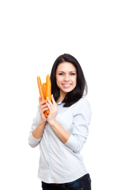 genç kadın tutun havuç