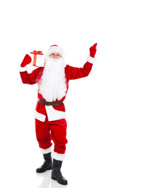 Noel Baba hediye kutusu ve nokta parmak Kaldır