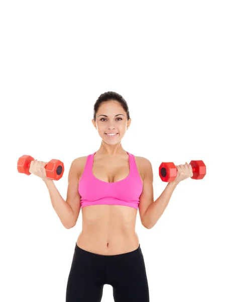 Healthy girl doing dumbbells exercises — Stock Photo, Image