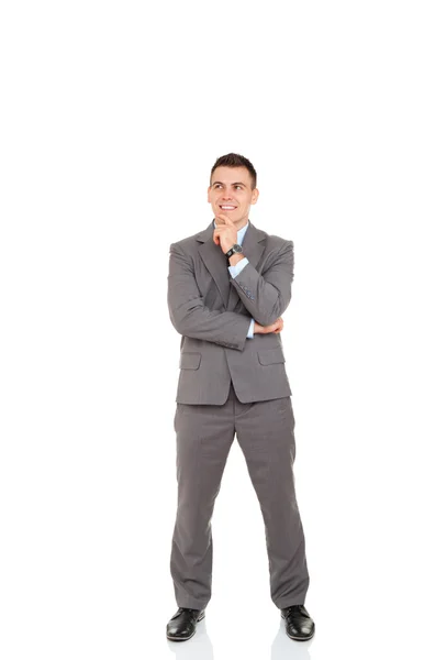 Επιχειρηματίας φορούν κομψό γκρι κοστούμι και γραβάτα — Φωτογραφία Αρχείου