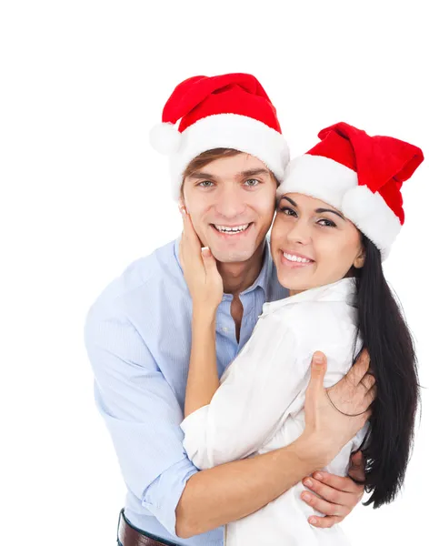 クリスマスの休日の幸せなカップル — ストック写真