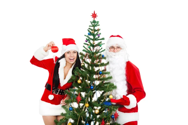 Weihnachtsmann und Weihnachtsmädchen — Stockfoto