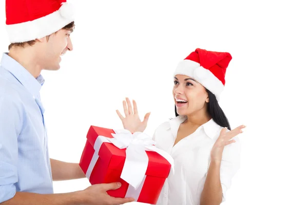 Uomo dare regalo scatola regalo per la donna — Foto Stock