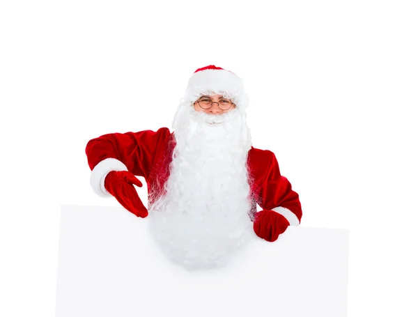 Babbo Natale tiene il banner — Foto Stock