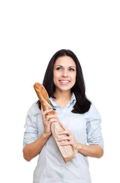 Woman hold loaf of Bread Roll bun Royalty Free Stock Photos