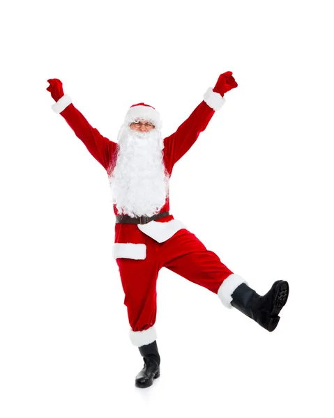 Santa Claus dancing full length portrait — Stock Photo, Image