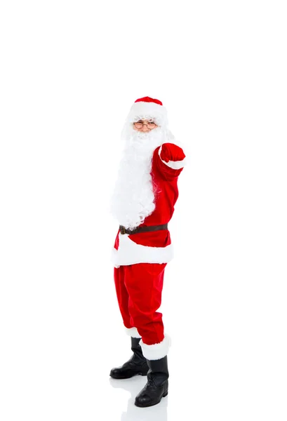 Santa Claus pont ujját felé — Stock Fotó