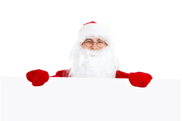 Weihnachtsmann mit Transparent — Stockfoto