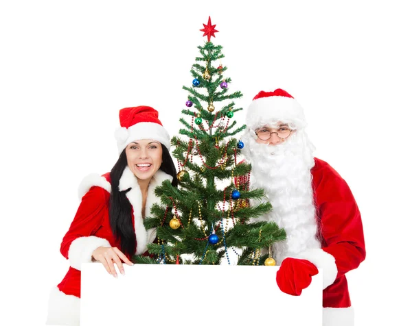 サンタ クロースとクリスマスの女の子 ストック画像