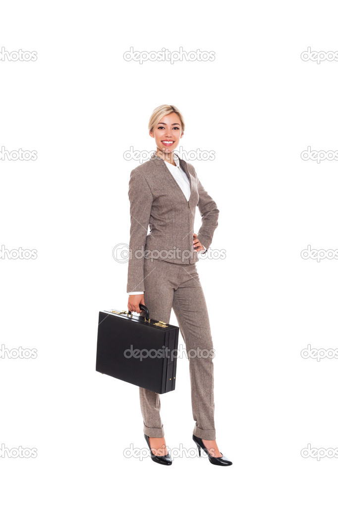 woman holding briefcase