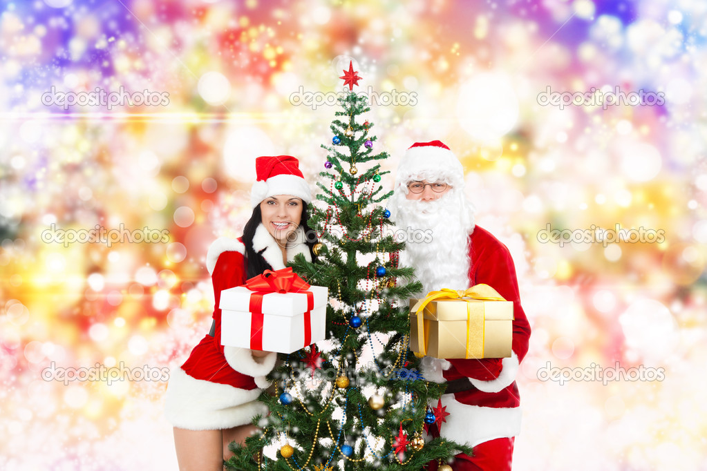 Santa Claus and christmas girl