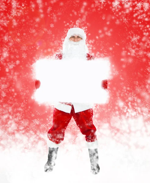 Weihnachtsmann mit Transparent — Stockfoto