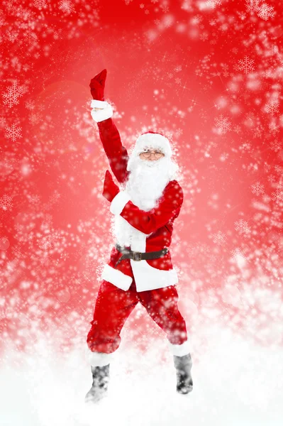 Glücklich Weihnachtsmann Ganzkörperporträt tanzen — Stockfoto