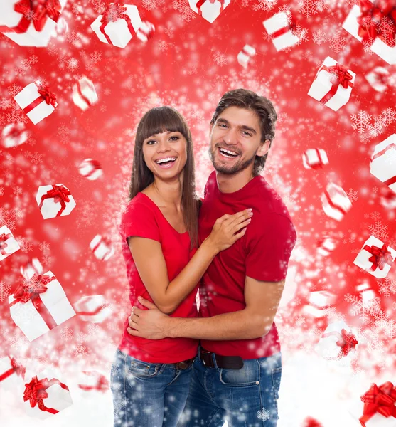 Christmas excited couple — Stock Photo, Image