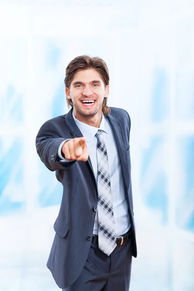 Young business man point finger at you — Stock Photo, Image