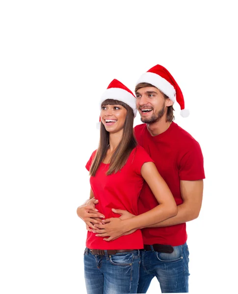 Weihnachtsurlaub Paar schaut Seite an Seite — Stockfoto