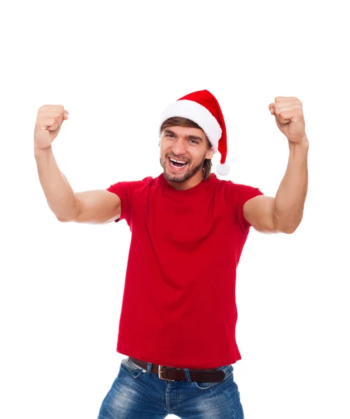 Vánoční muž vzrušený — Stock fotografie