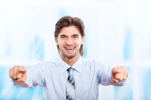 Young business man point finger at you — Stock Photo, Image