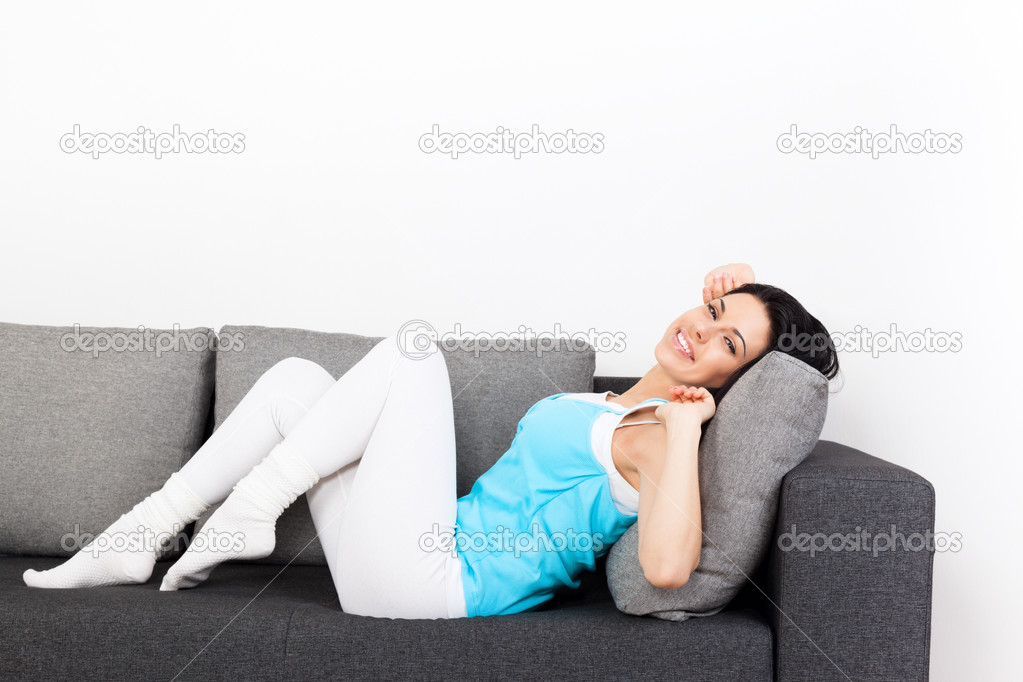 Woman on sofa