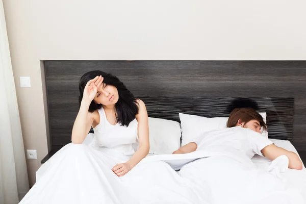 Couple at bed — Stock Photo, Image