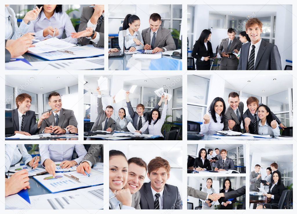 Collage of business people group working office Stock Photo by ©mast3r  36850117