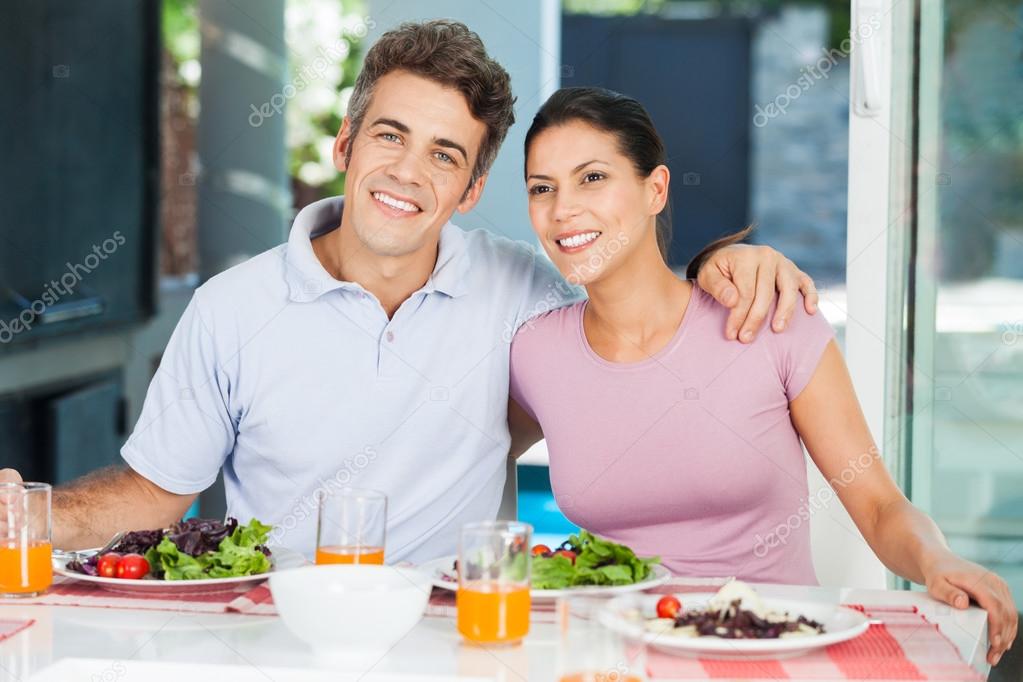 Couple having lunch at home