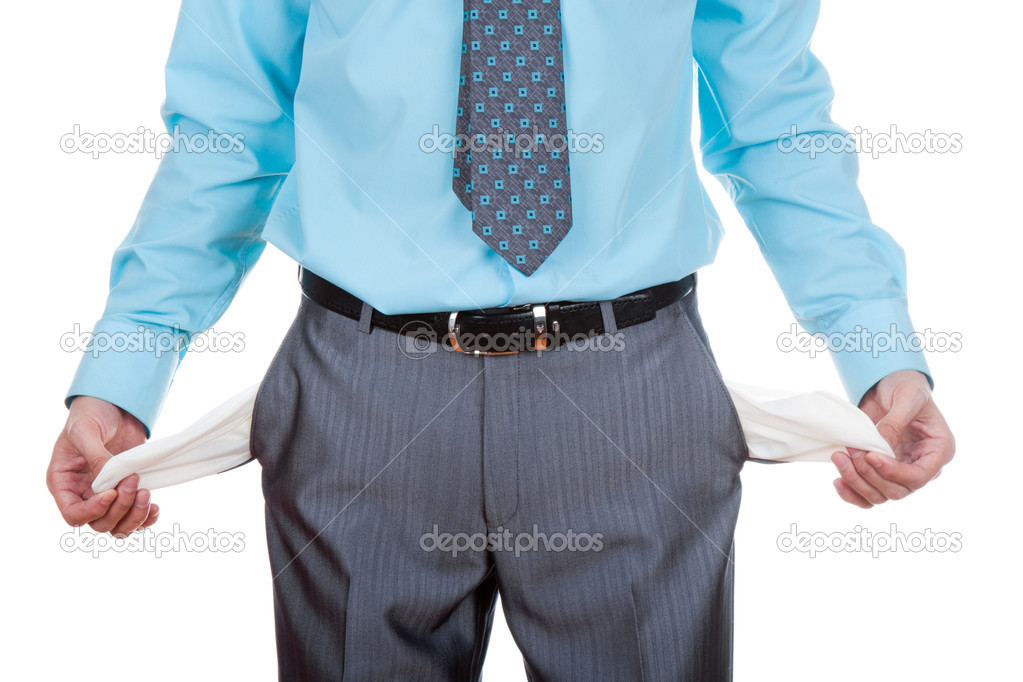 Businessman showing pocket
