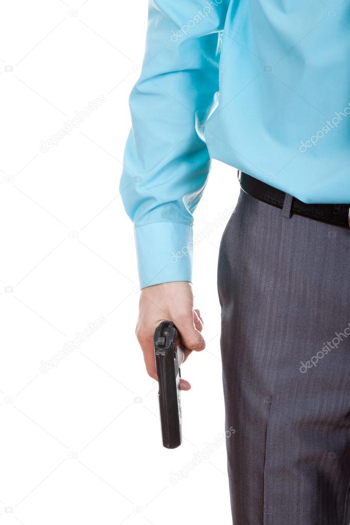 Business man holding gun