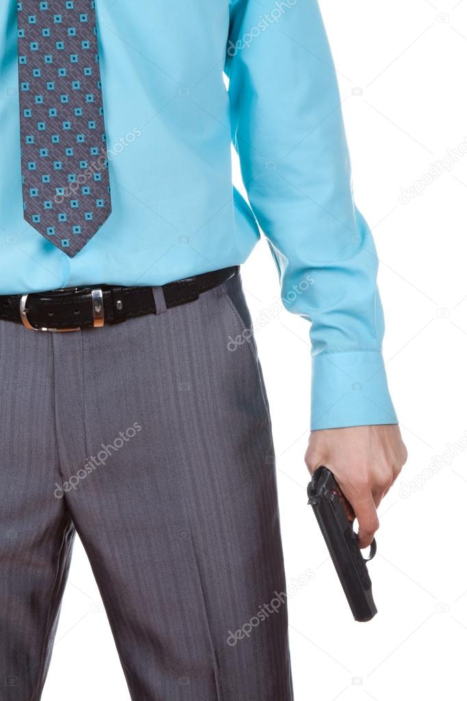 Business man holding gun