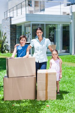 Family moving into new house clipart