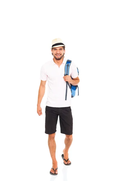 Hombre en sombrero con mochila — Foto de Stock