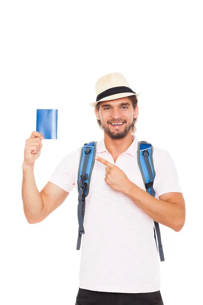 Tourist holding passport — Stock Photo, Image