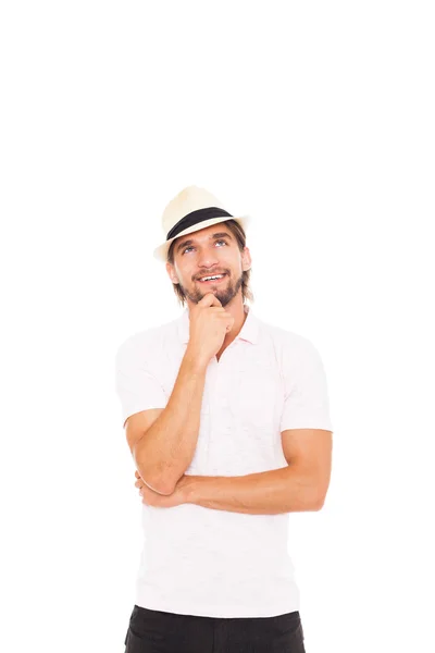 Man in hat looking up — Stock Photo, Image