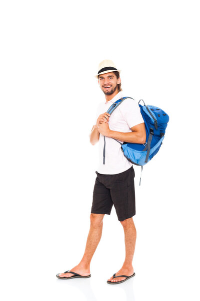 Man in hat with backpack