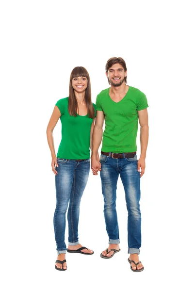 Couple in green t-shirts — Stock Photo, Image