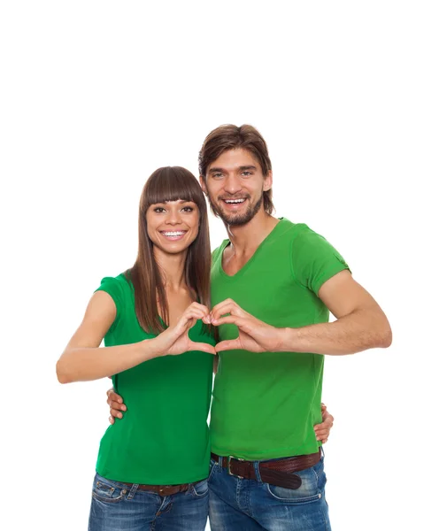 Coppia rendendo forma di cuore — Foto Stock