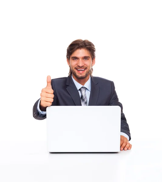 Businessman shows thumb up — Stock Photo, Image