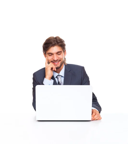 Homem de negócios usando laptop — Fotografia de Stock