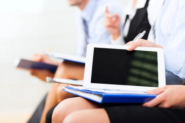 Businesswoman holding digital tablet — Stock Photo, Image